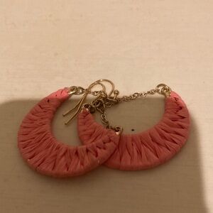 Pink Woven Hoop Earrings